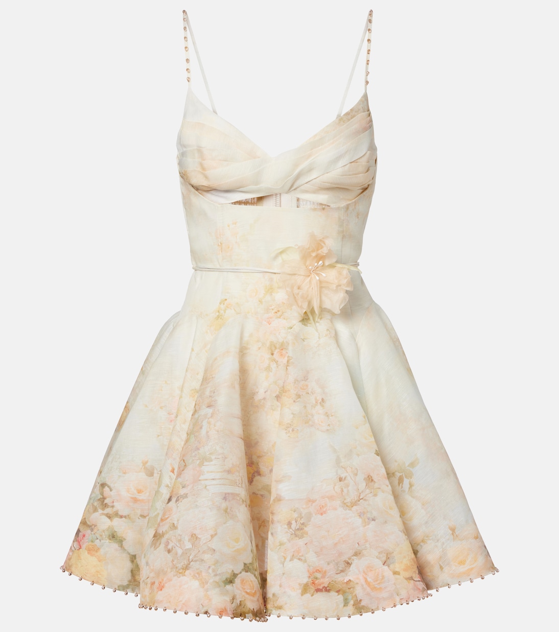 Memento floral linen and silk minidress | Zimmermann