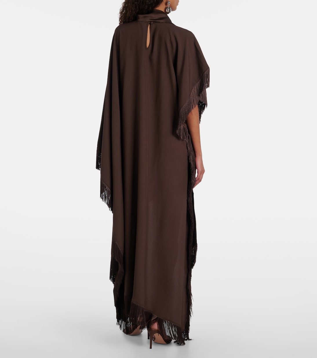 New Age fringed asymmetric satin kaftan | Taller Marmo