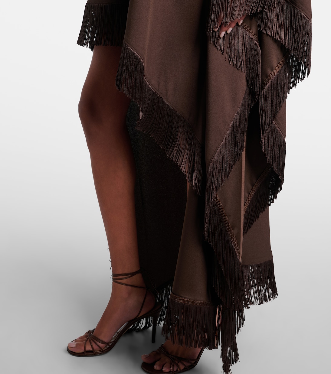 New Age fringed asymmetric satin kaftan | Taller Marmo