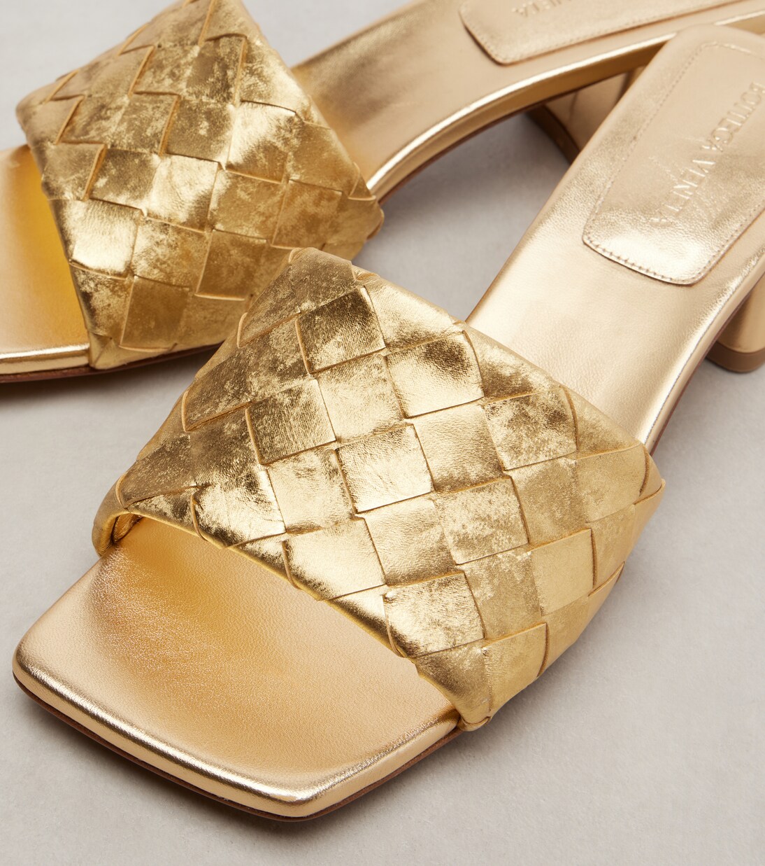 Parco Intrecciato metallic leather mules | Bottega Veneta