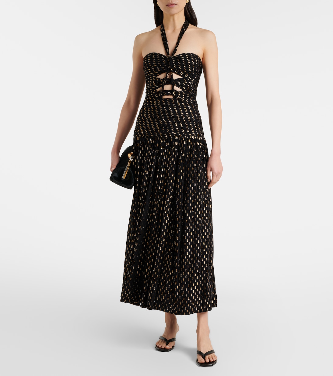 Daylight halterneck lamé midi dress | Zimmermann