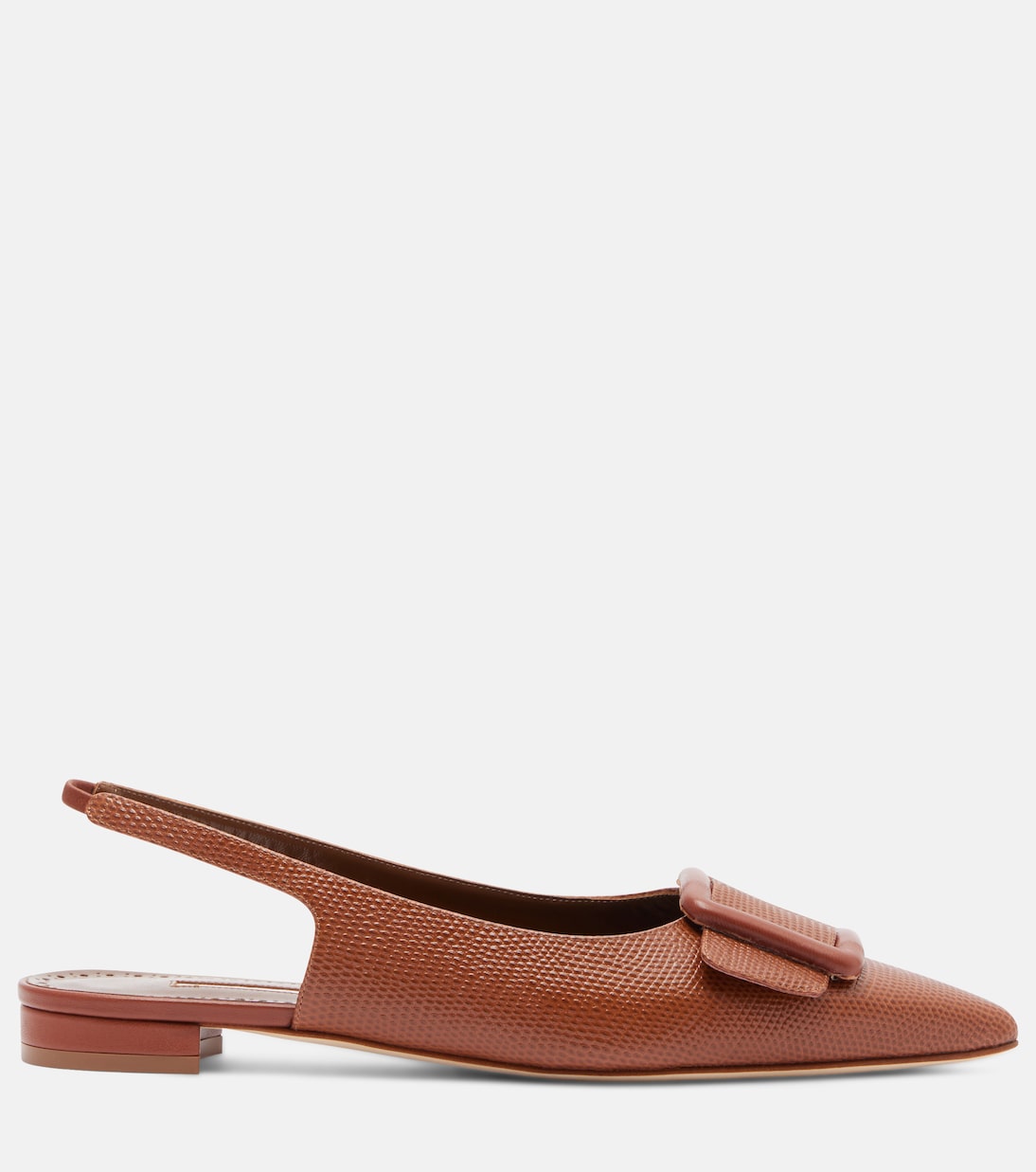 Maylura 크로코 이펙트 레더 슬링백 플랫 슈즈 | Manolo Blahnik