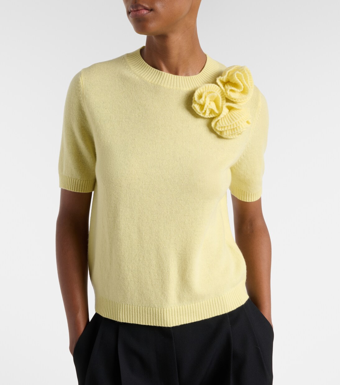 Floral-appliqué cashmere and wool sweater | Jardin des Orangers
