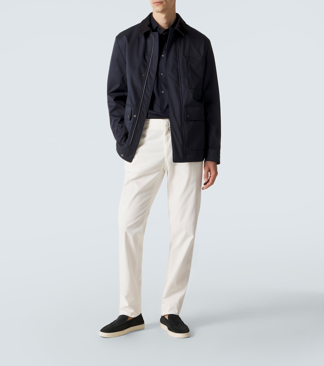 Suede-trimmed blouson jacket | Canali