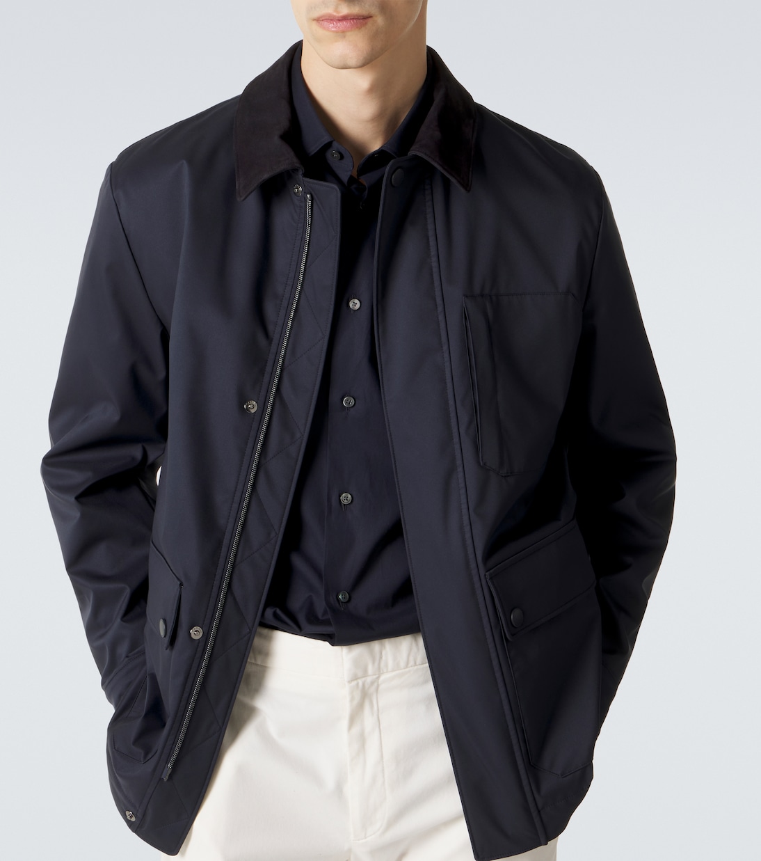 Suede-trimmed blouson jacket | Canali