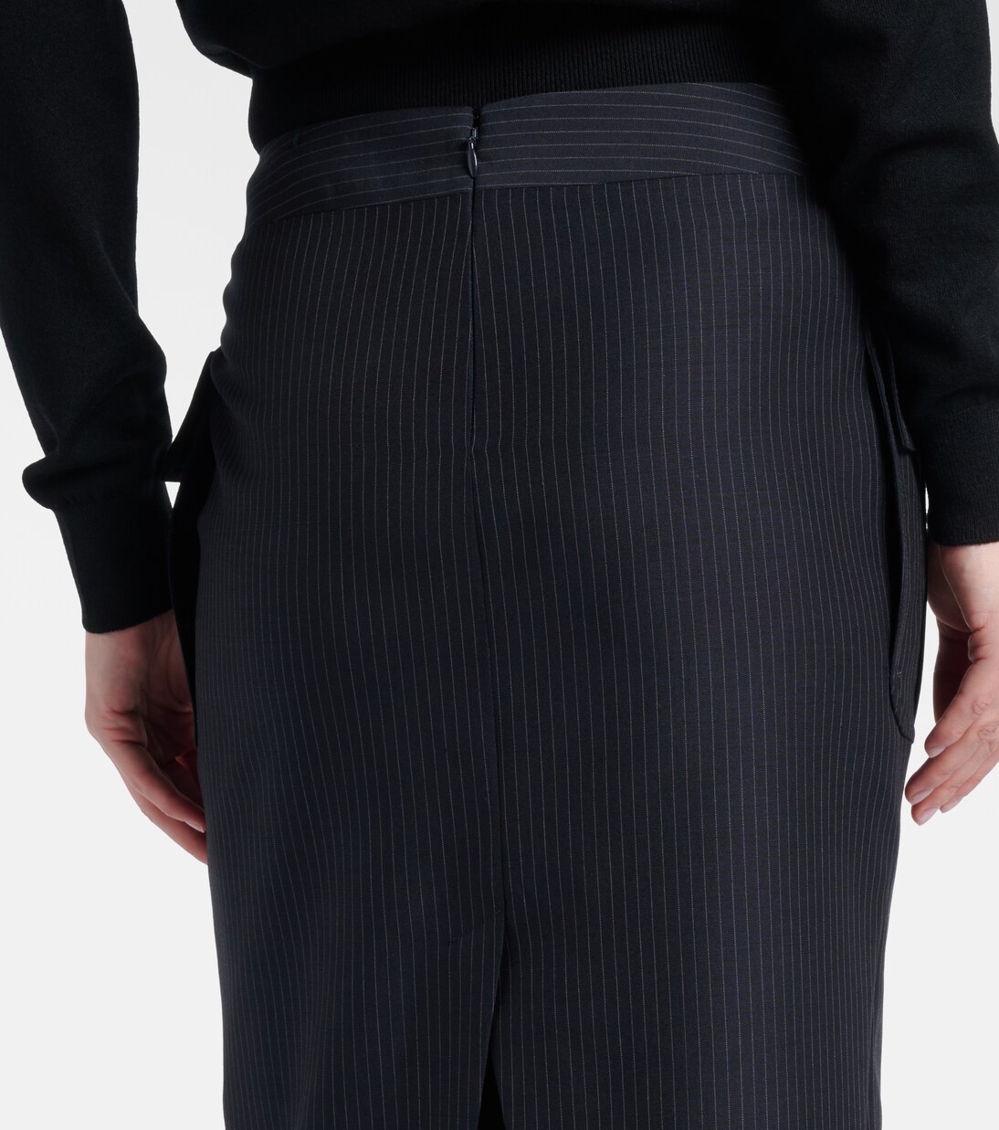 Chalk stripe wool and mohair pencil skirt | McQueen