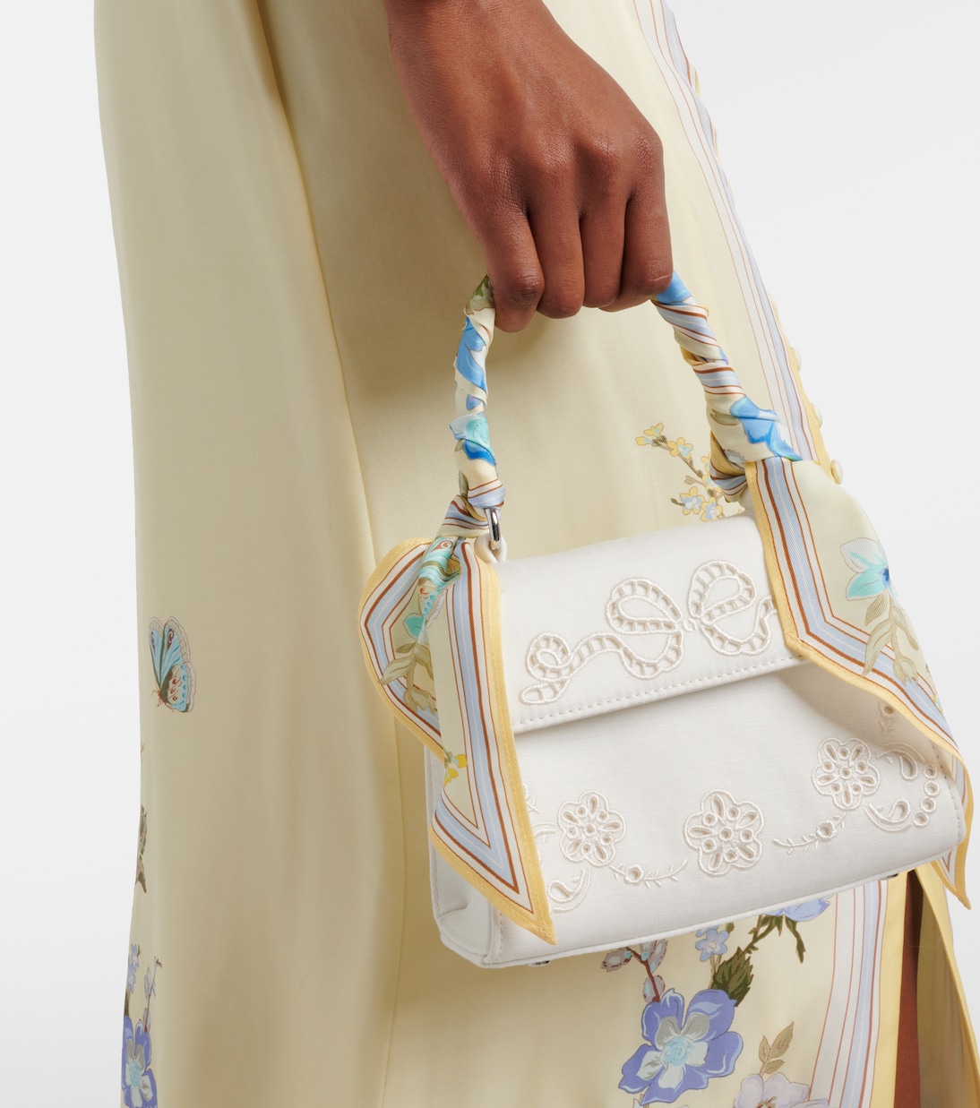 Bow embroidered top-handle bag | Self-Portrait