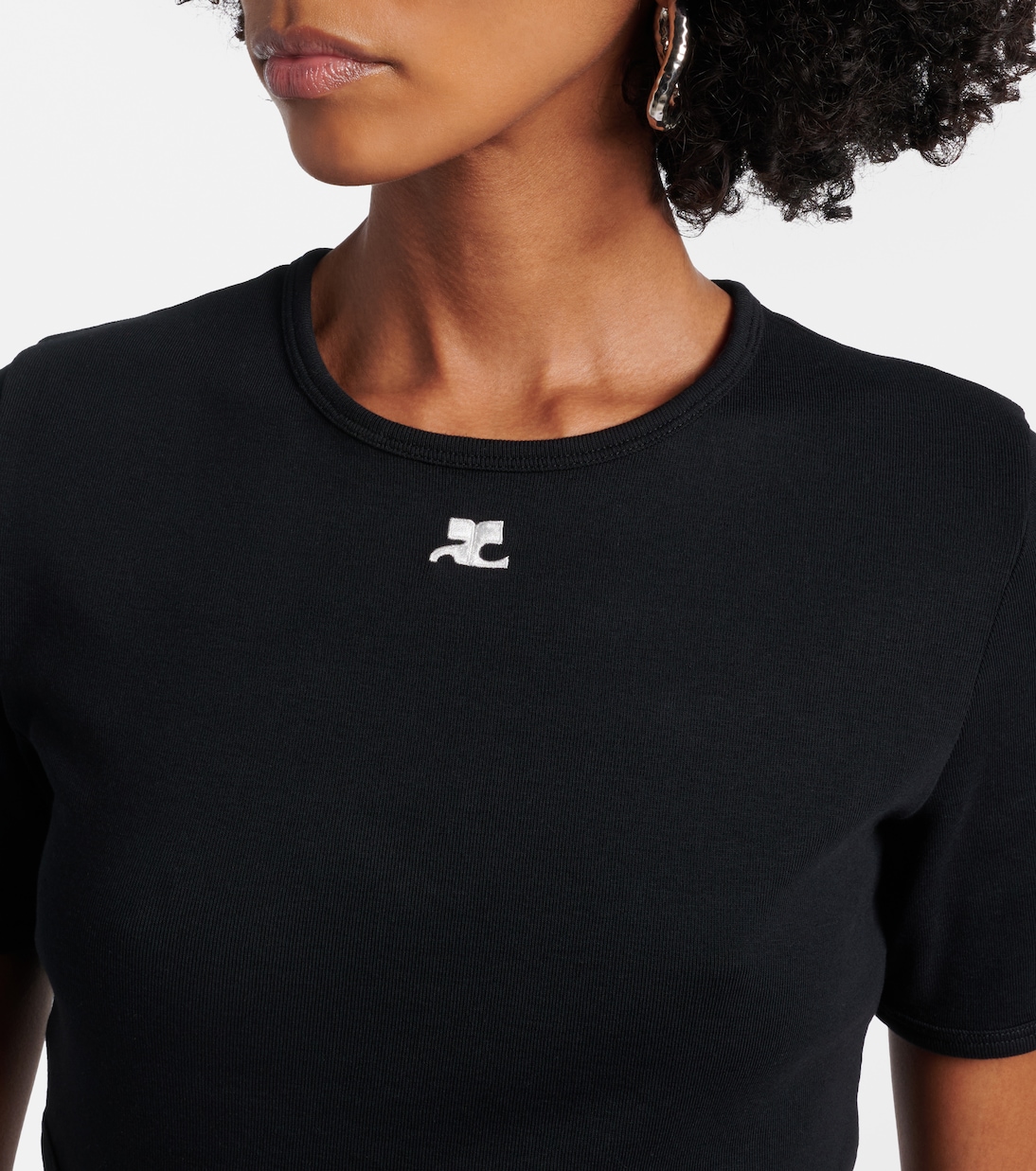 Logo cutout tie-back cotton crop top | Courrèges