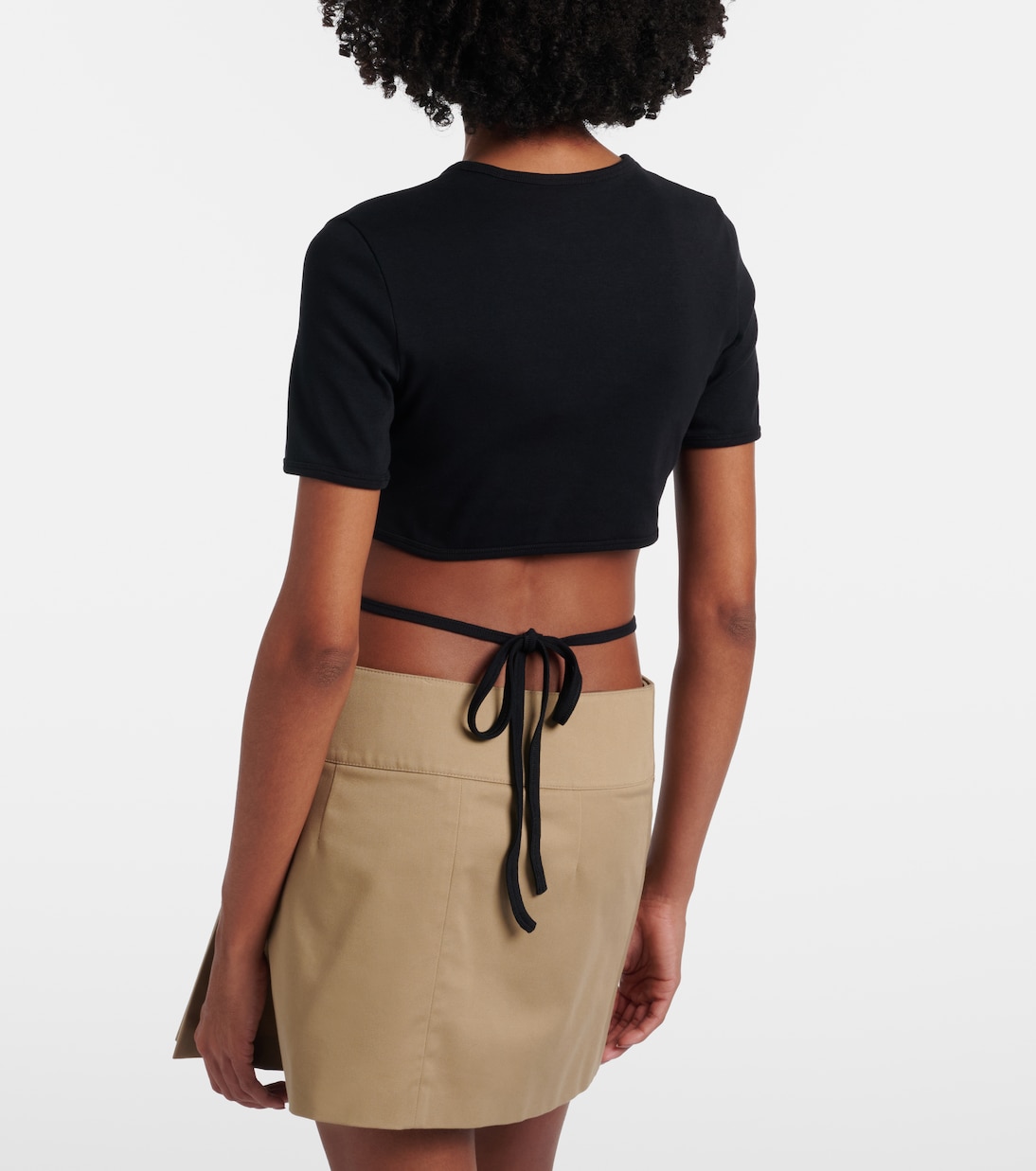 Logo cutout tie-back cotton crop top | Courrèges