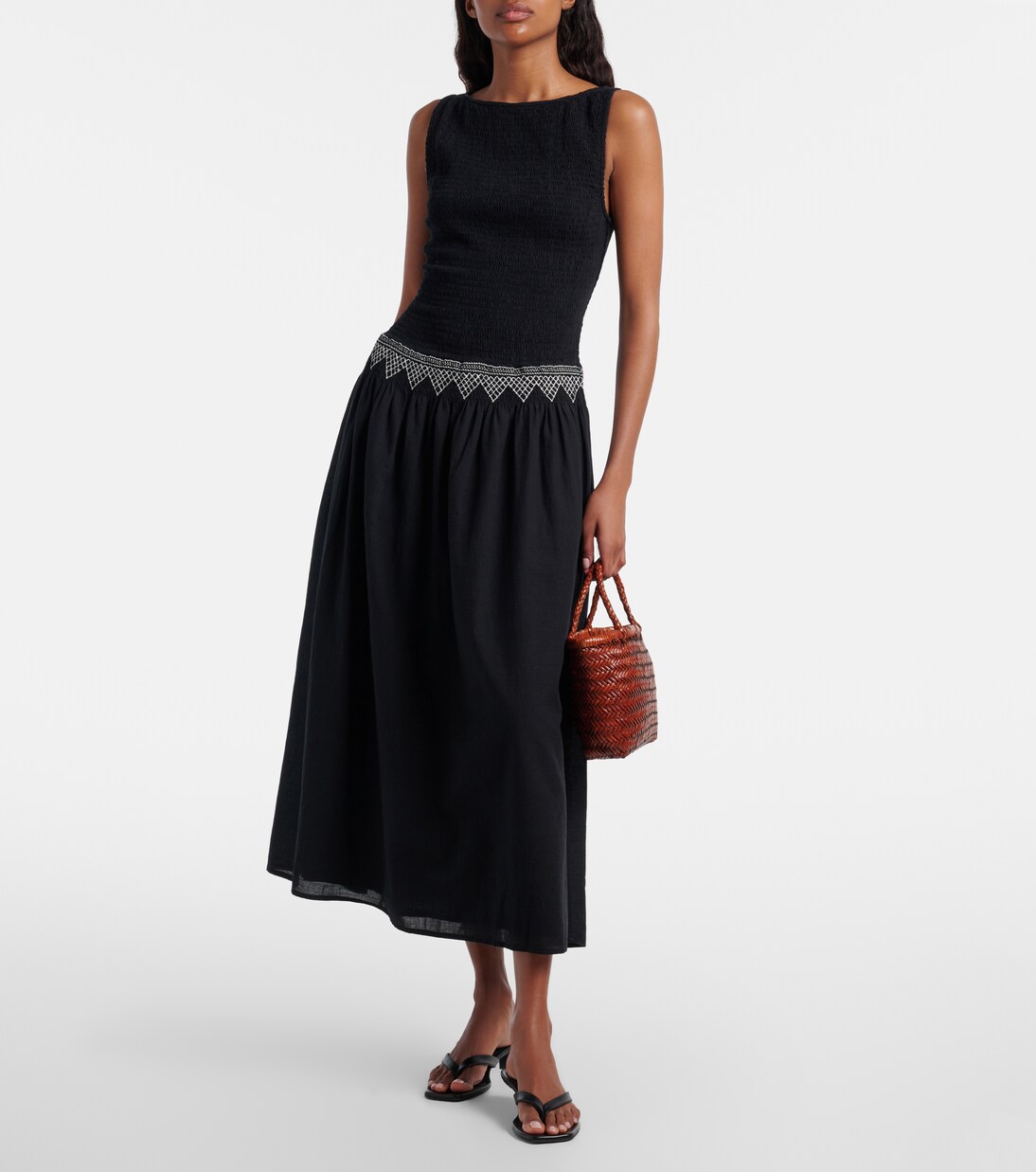 Embroidered cotton voile midi dress | Polo Ralph Lauren