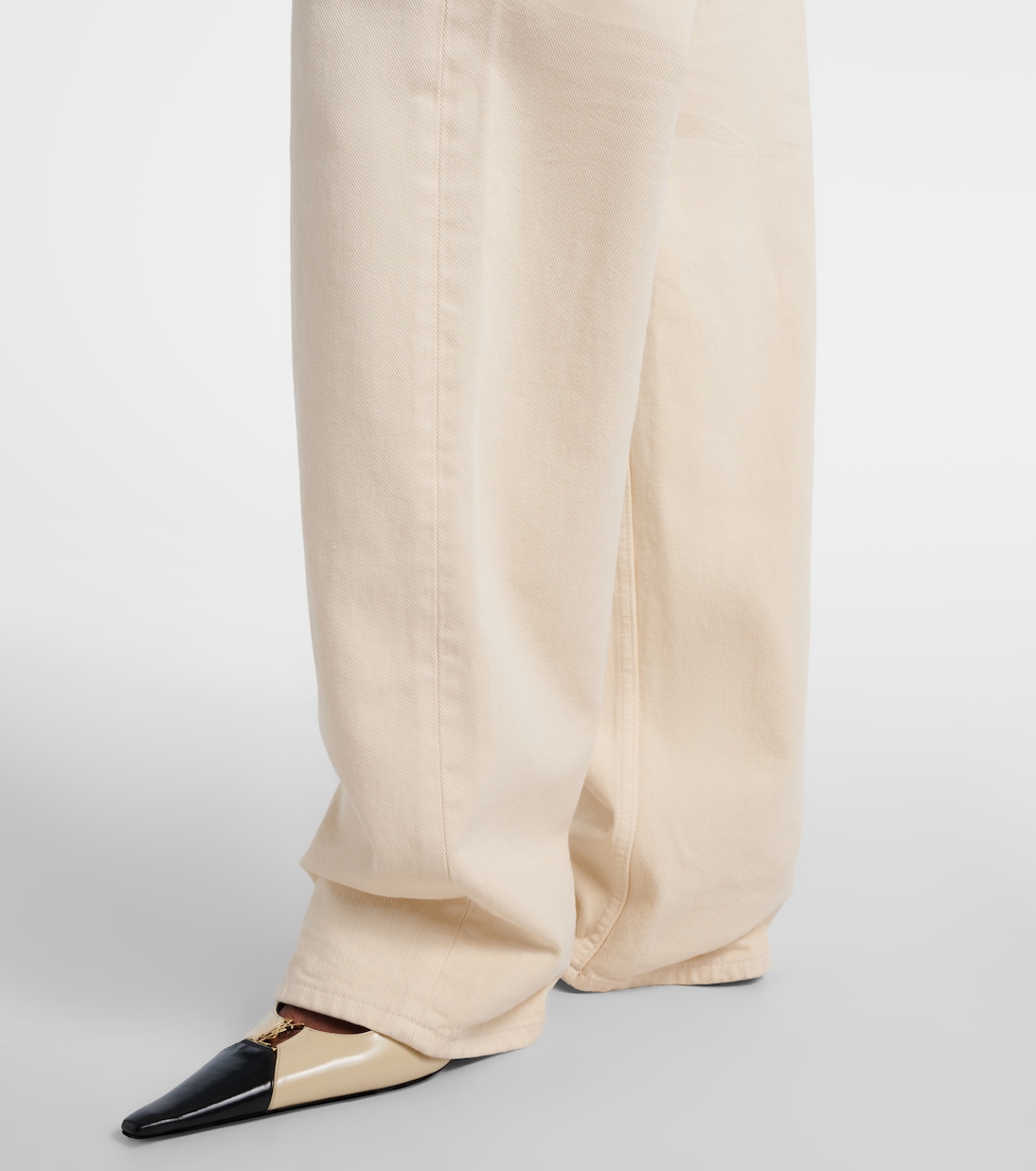 Leather-trimmed wide-leg jeans | Saint Laurent