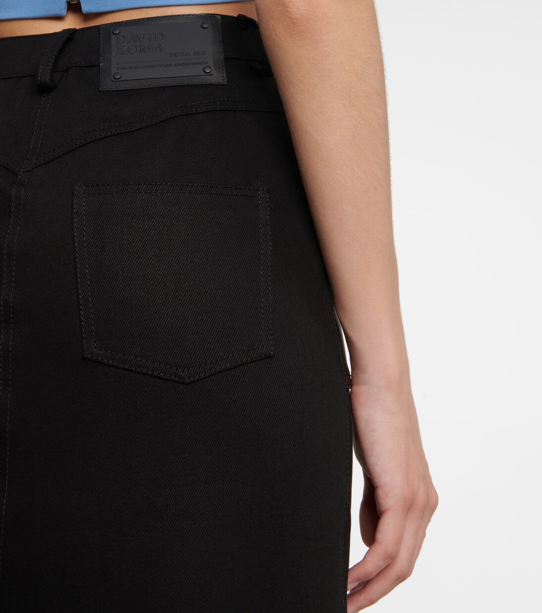 Falda midi en denim y piel | David Koma