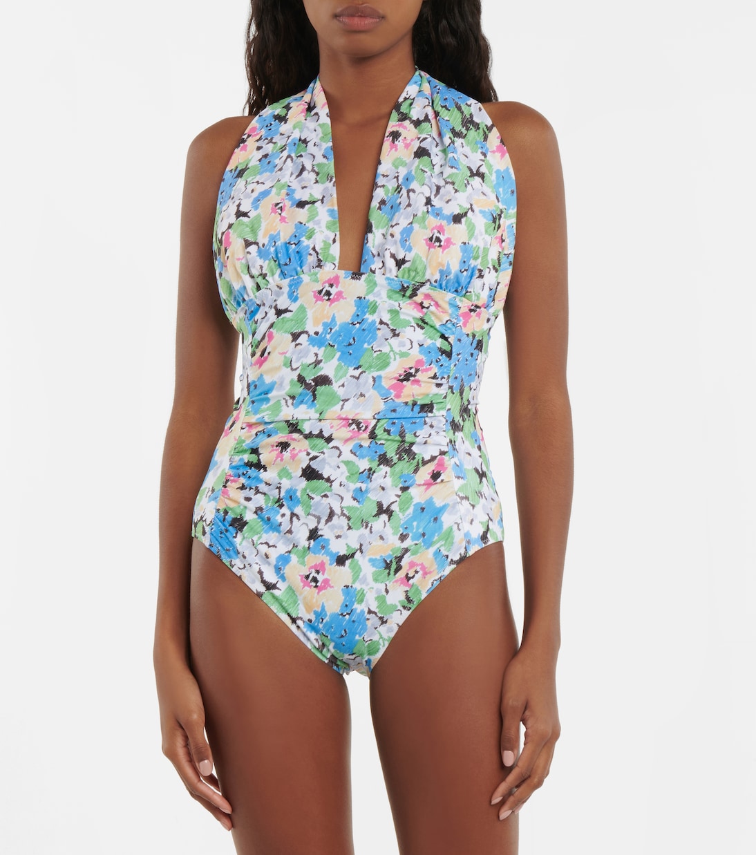 Floral halterneck swimsuit | Ganni