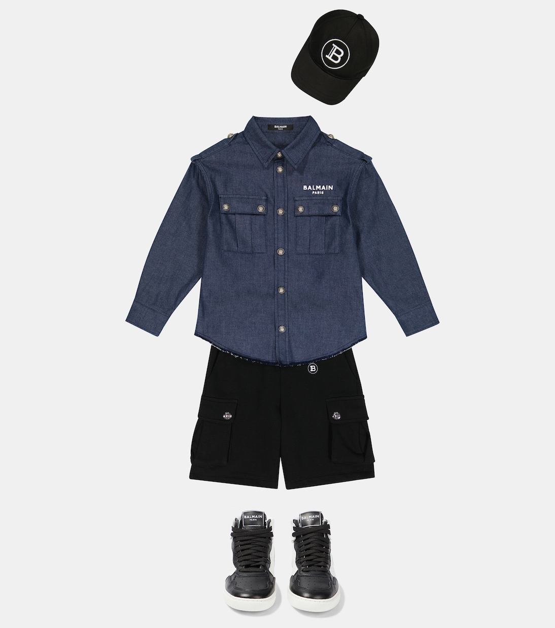 Logo denim shirt | Balmain Kids