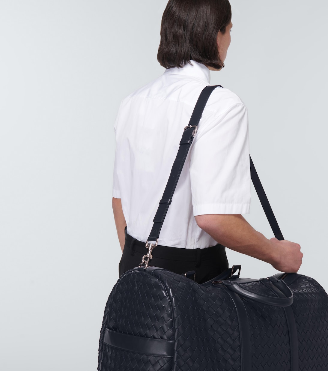 Intrecciato Large leather duffle bag in silver Bottega Veneta Mytheresa