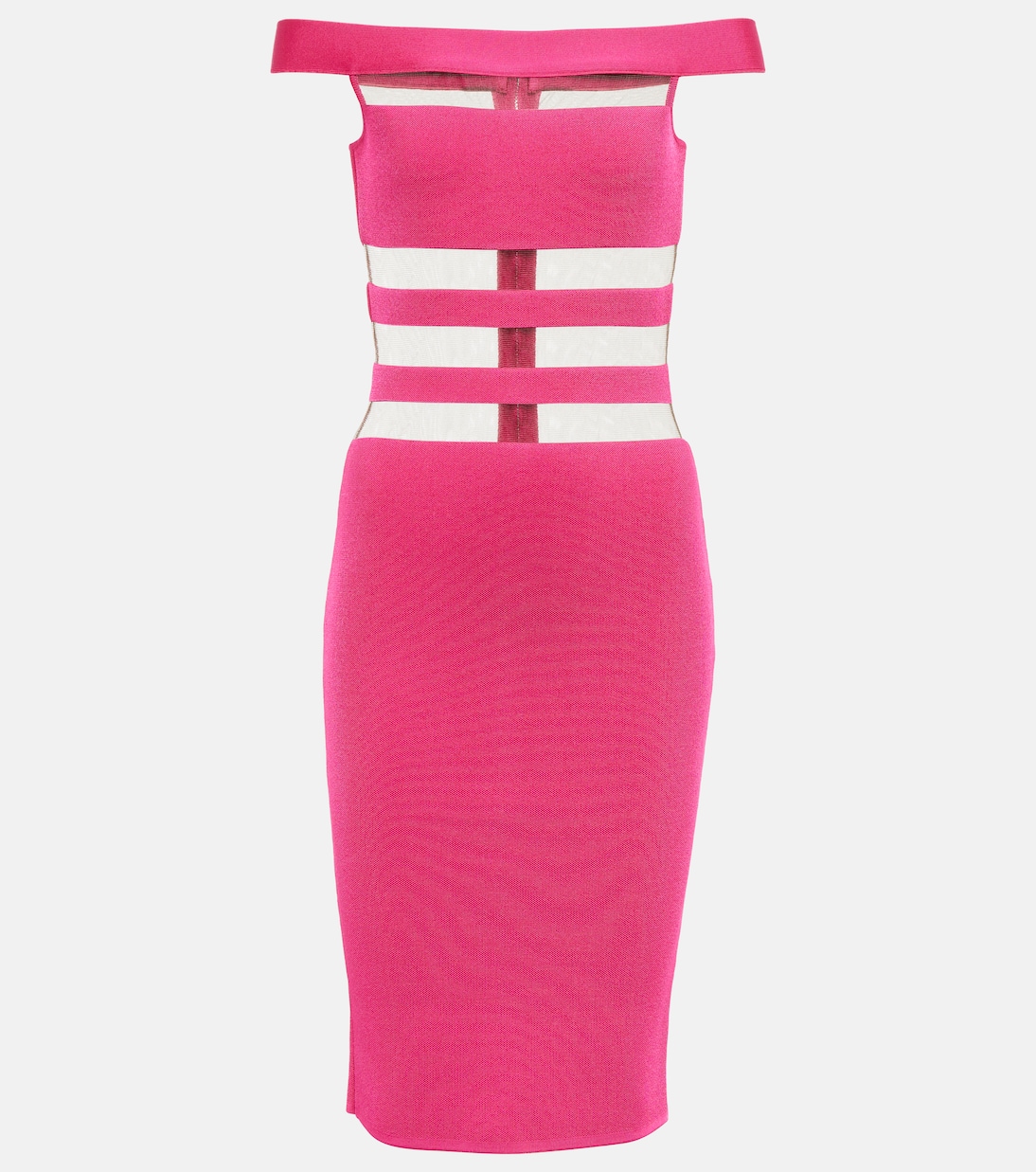 Off-Shoulder-Kleid mit Mesh | Balmain