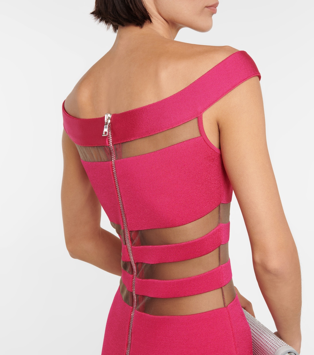 Off-Shoulder-Kleid mit Mesh | Balmain