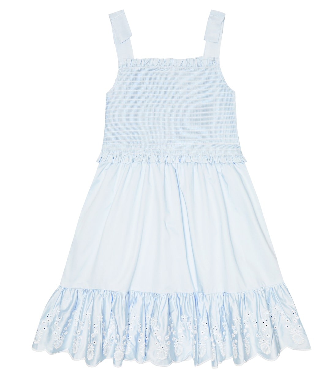 Smocked cotton poplin dress | Self-Portrait Kids