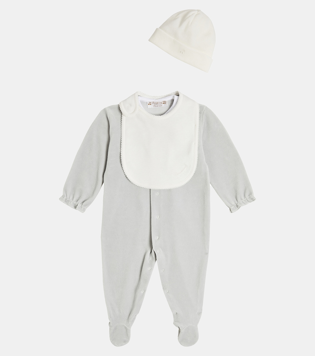 Baby Set aus Strampler, Mütze, Lätzchen und Milchzahndose | Bonpoint
