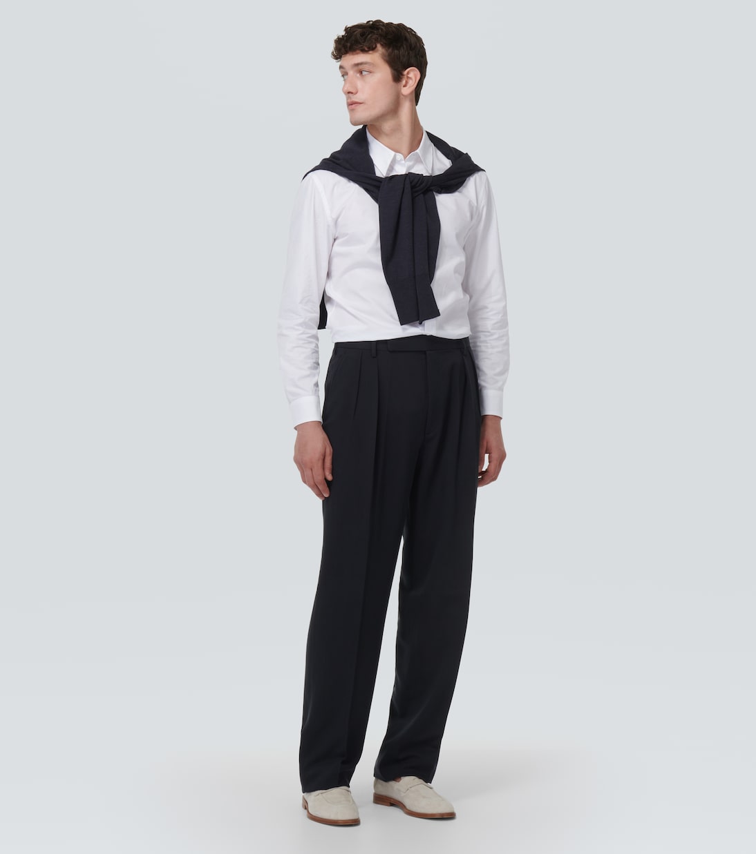 Pantalones en gabardina de seda plisada | Ralph Lauren Purple Label