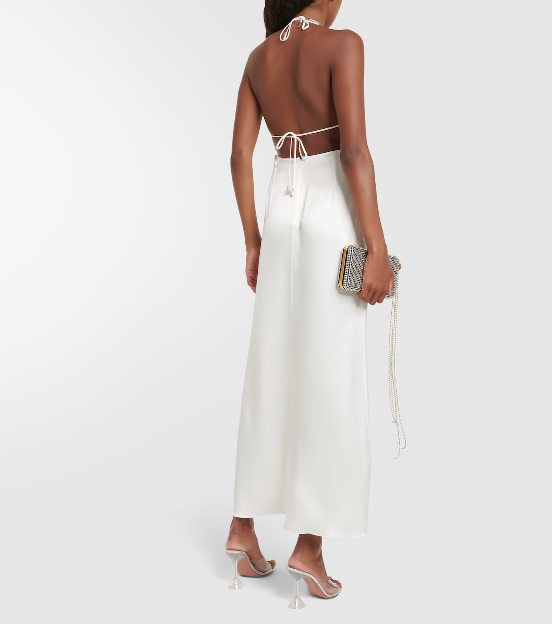 Embellished cutout satin slip dress | David Koma
