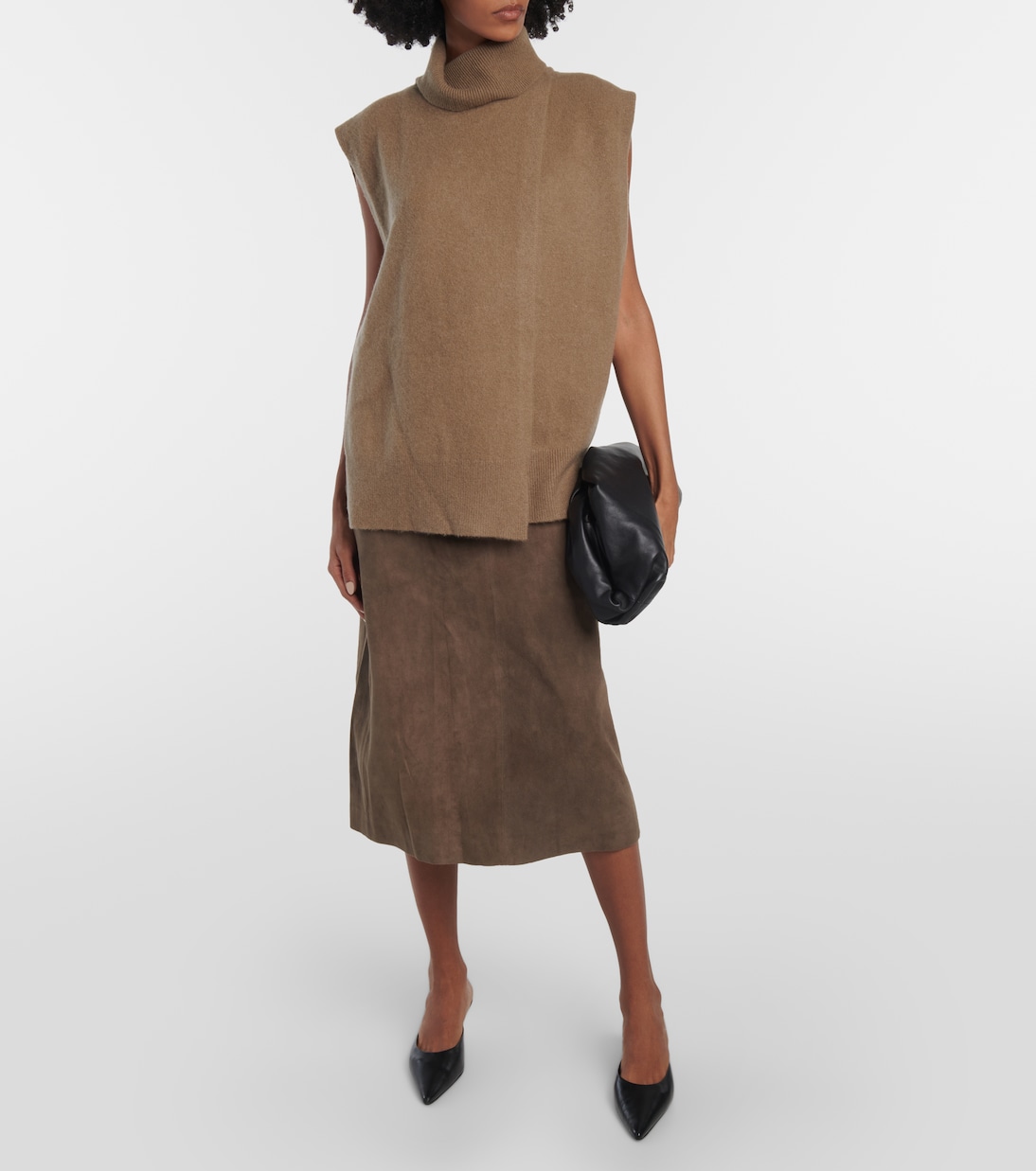 Sacha suede midi skirt | Joseph