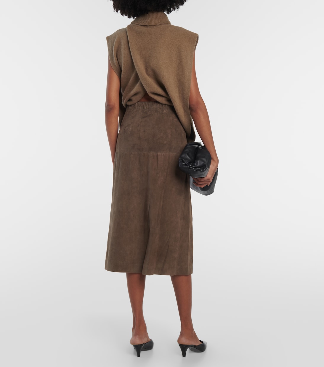 Sacha suede midi skirt | Joseph