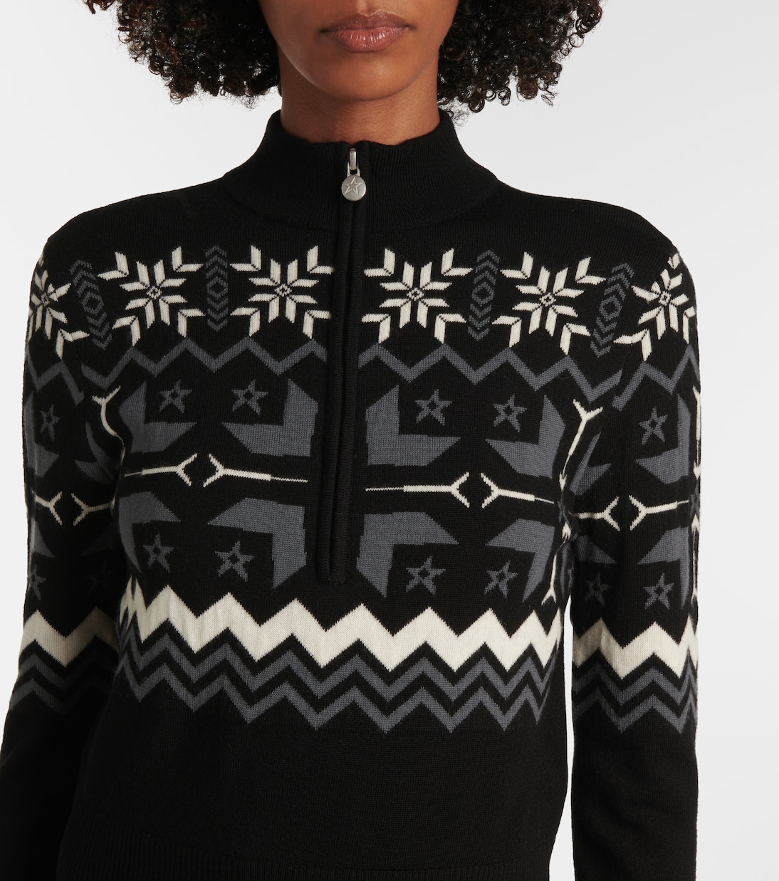 Nordic intarsia wool half-zip sweater | Perfect Moment
