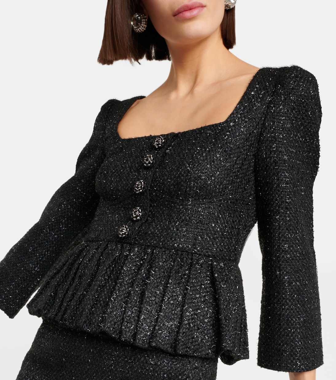 Peplum bouclé midi dress | Self-Portrait