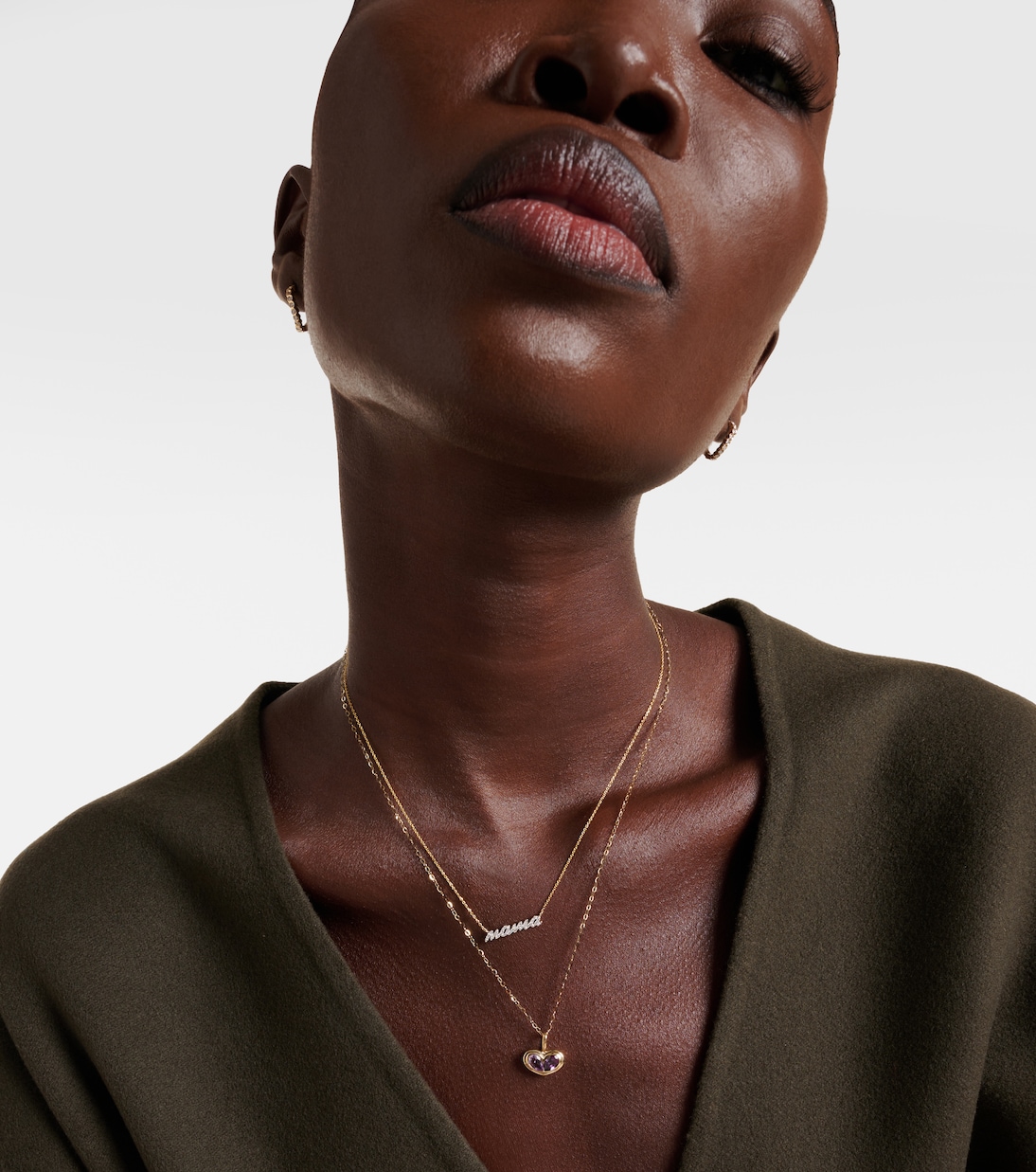 Collana in oro 10kt con pendente di ametista e topazio, design moderno per giovani
