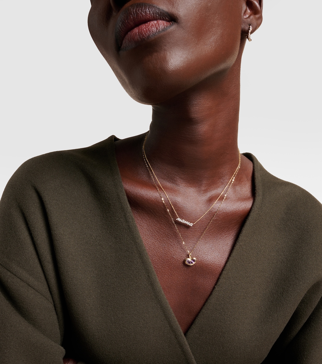 Collana in oro 10kt con pendente di ametista e topazio, design moderno per giovani