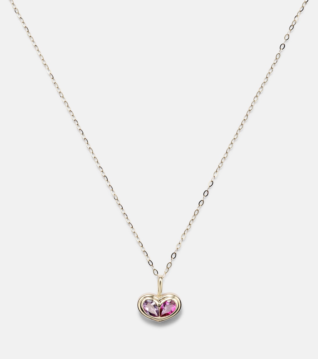 Collana in oro 10kt con pendente di ametista e topazio, design moderno per giovani