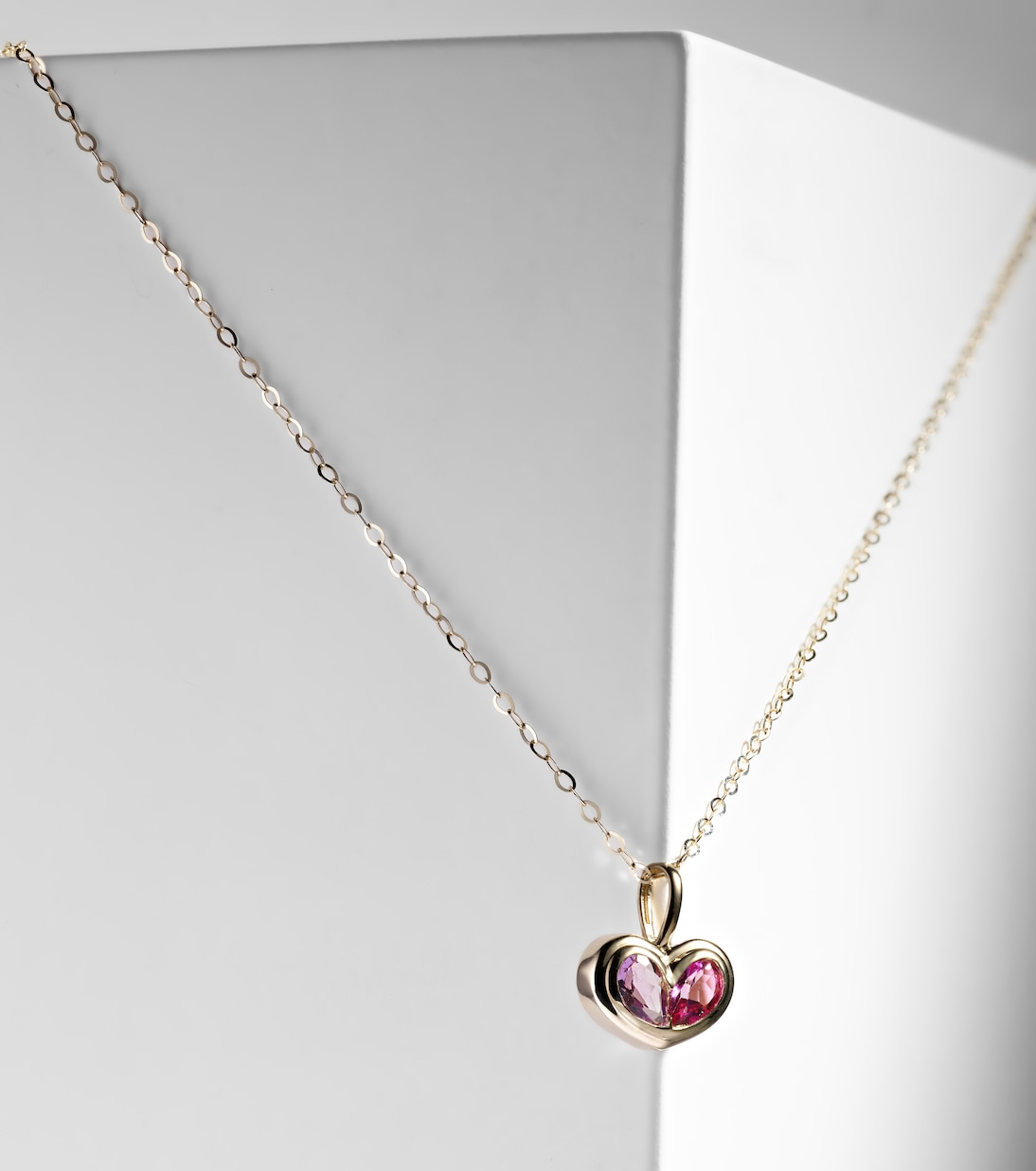Collana in oro 10kt con pendente di ametista e topazio, design moderno per giovani