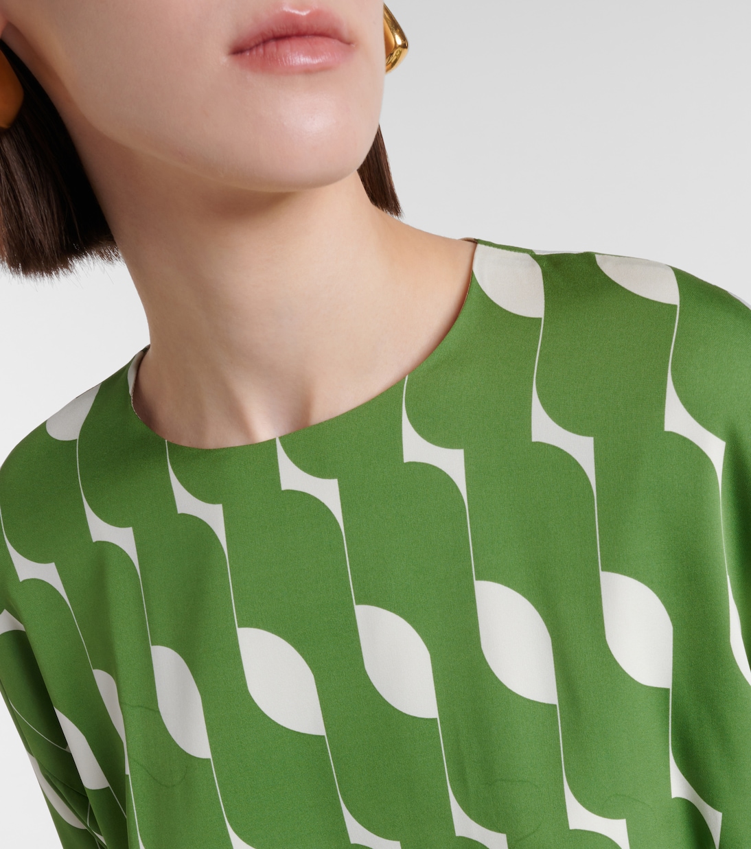 Abito midi in misto seta con stampa | Dries Van Noten
