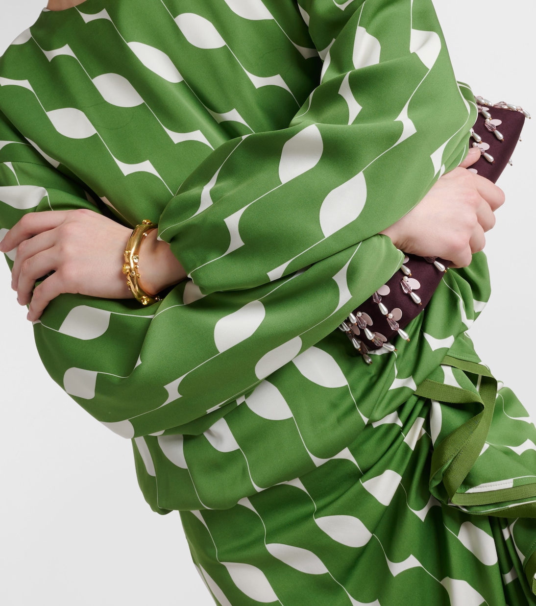 Abito midi in misto seta con stampa | Dries Van Noten