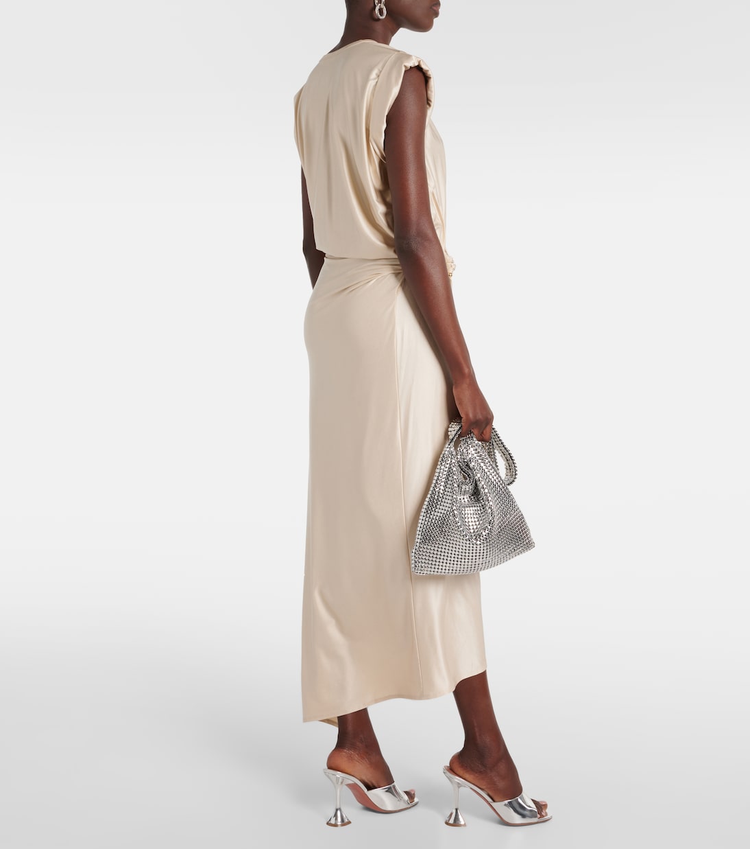Vestido midi Urania asimétrico drapeado | Rabanne