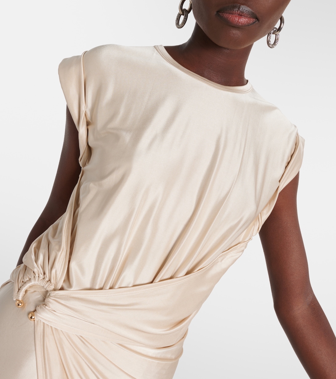 Vestido midi Urania asimétrico drapeado | Rabanne