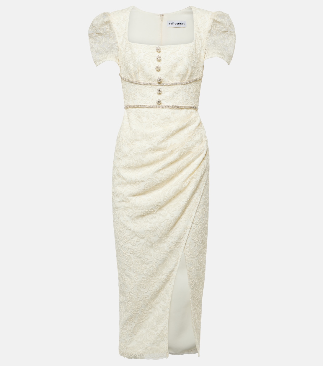 Bridal - Abito midi in pizzo | Self-Portrait