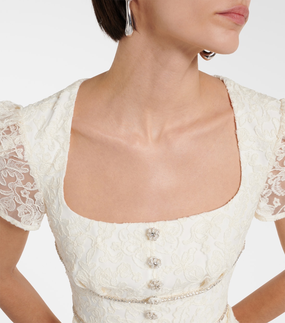 Bridal - Abito midi in pizzo | Self-Portrait