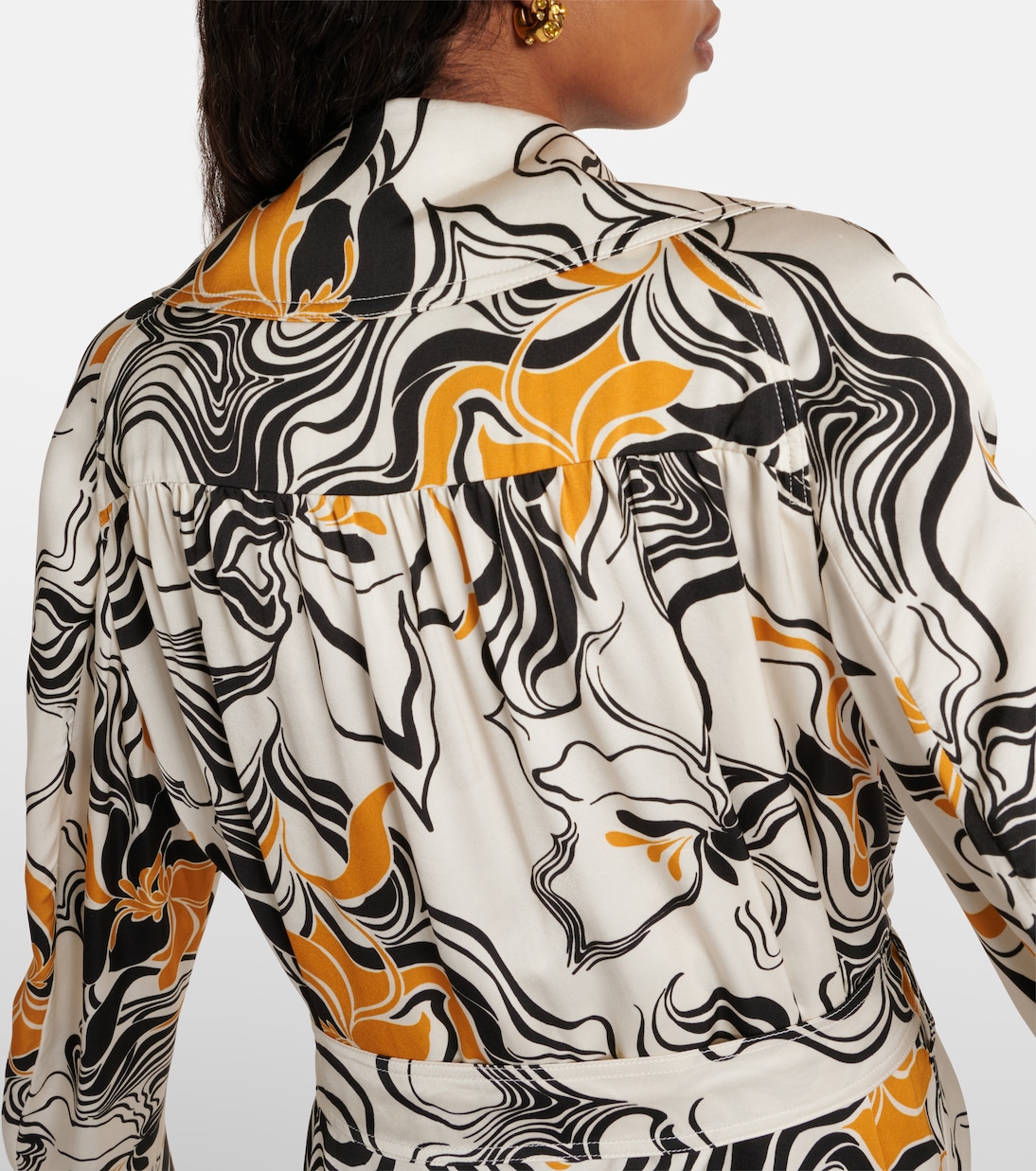 Manteau imprimé en satin | Dries Van Noten