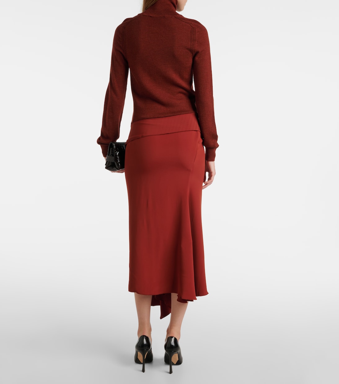 Turtleneck wool and crêpe midi dress | Victoria Beckham