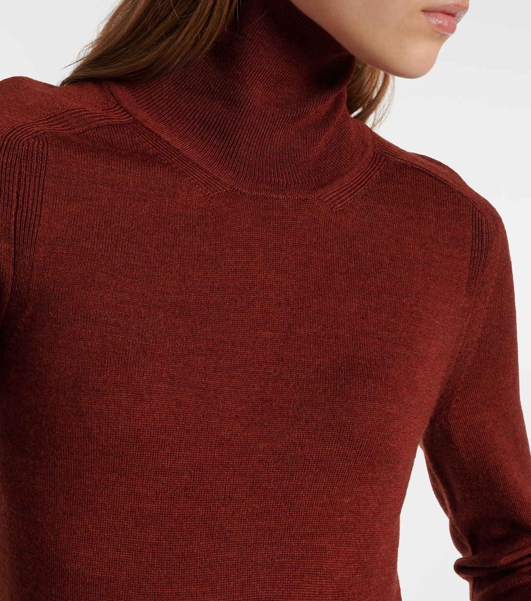 Turtleneck wool and crêpe midi dress | Victoria Beckham