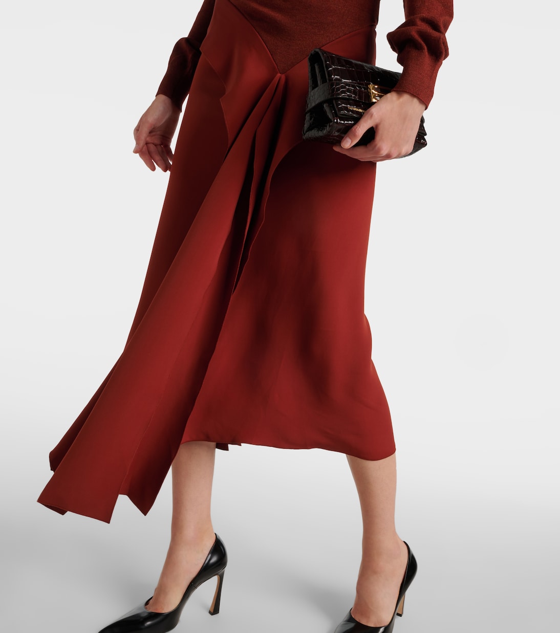 Turtleneck wool and crêpe midi dress | Victoria Beckham