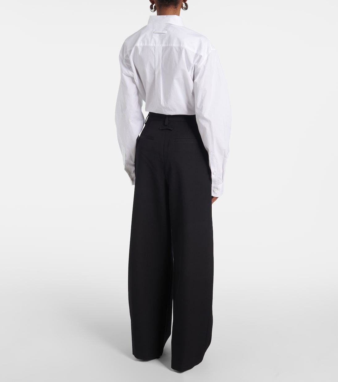 Lace-up wool wide-leg pants in black - Jean Paul Gaultier