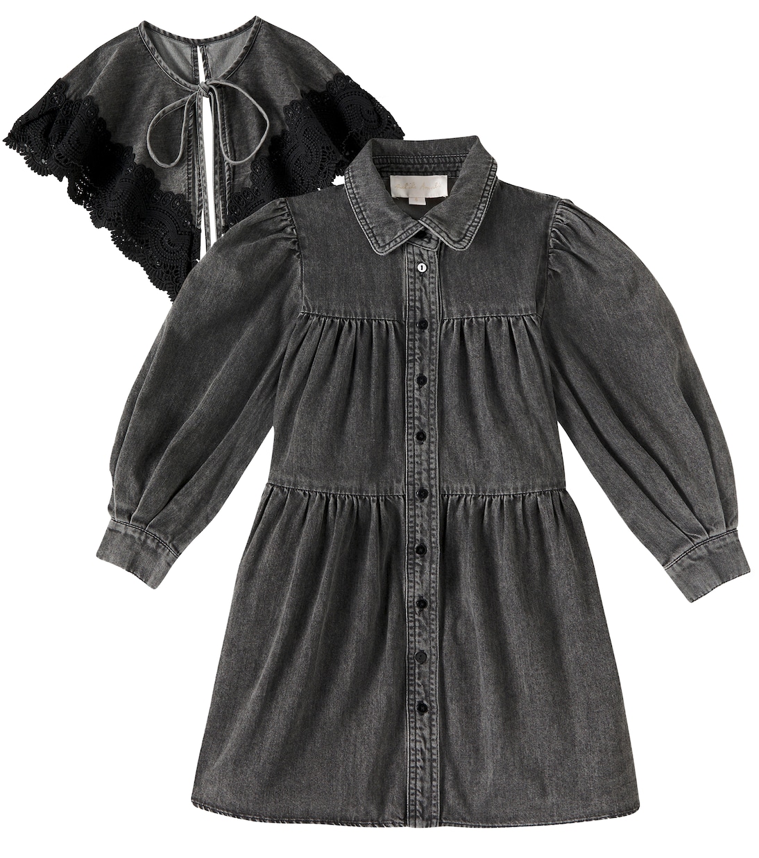 Lace-trimmed cotton chambray dress | Petite Amalie  