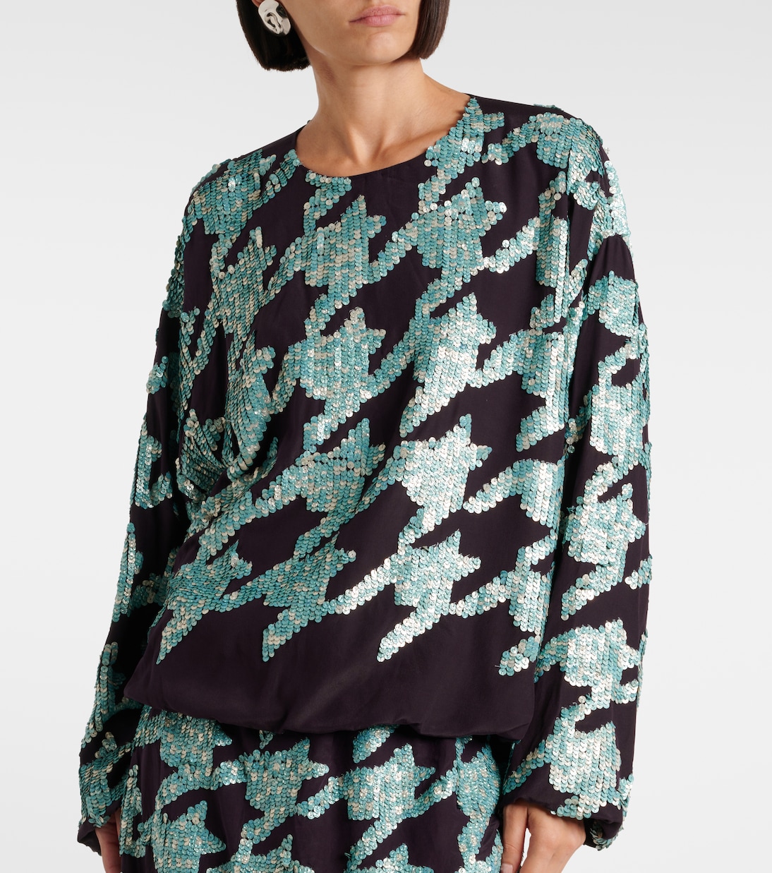 Sudadera de seda con pata de gallo | Dries Van Noten