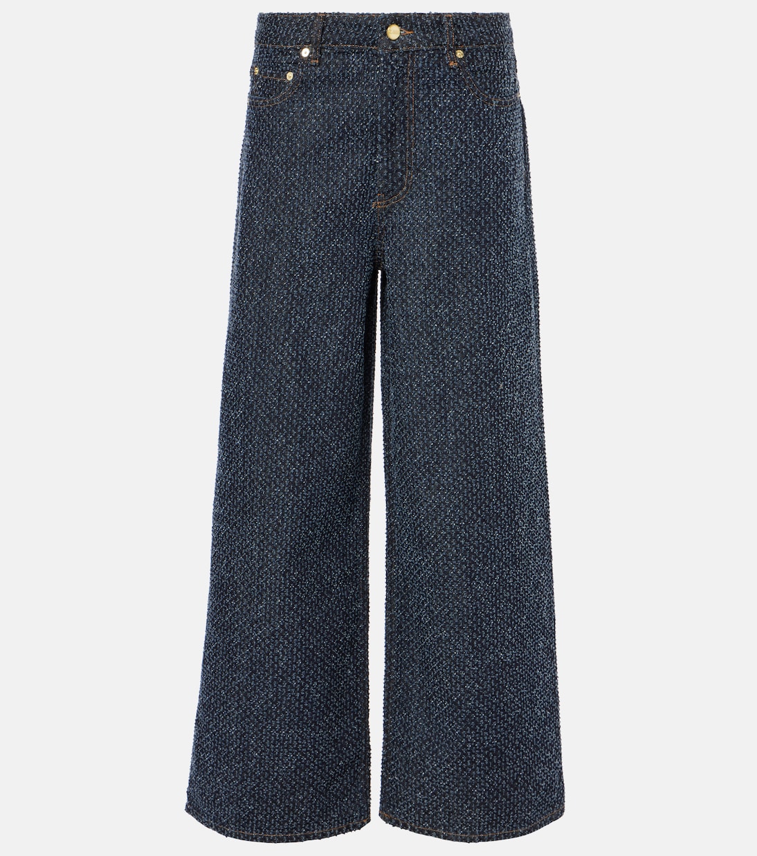 Jeans anchos Fluffy de tiro medio | Ganni