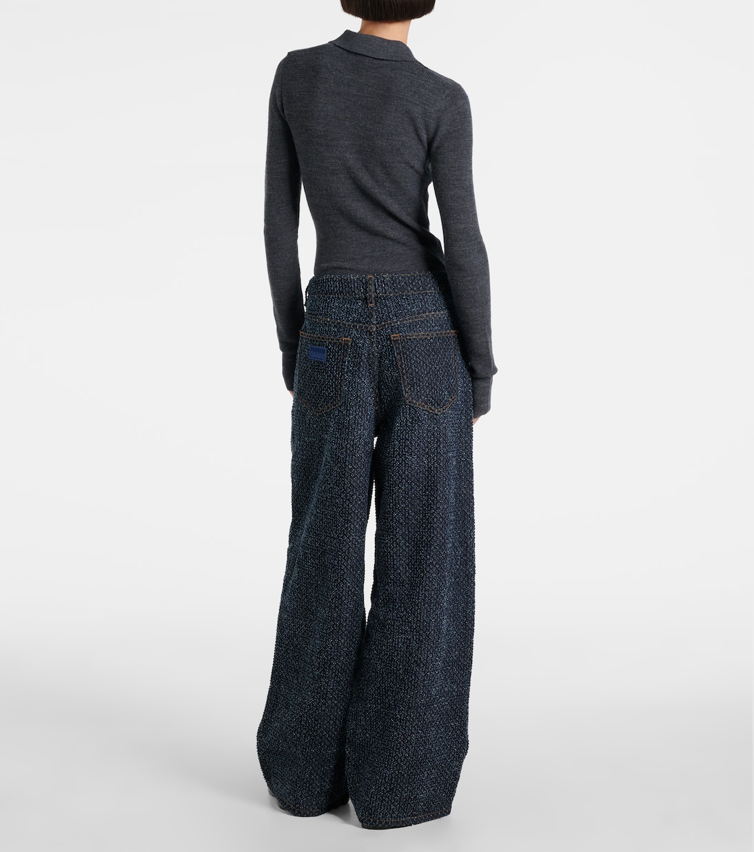 Jeans anchos Fluffy de tiro medio | Ganni