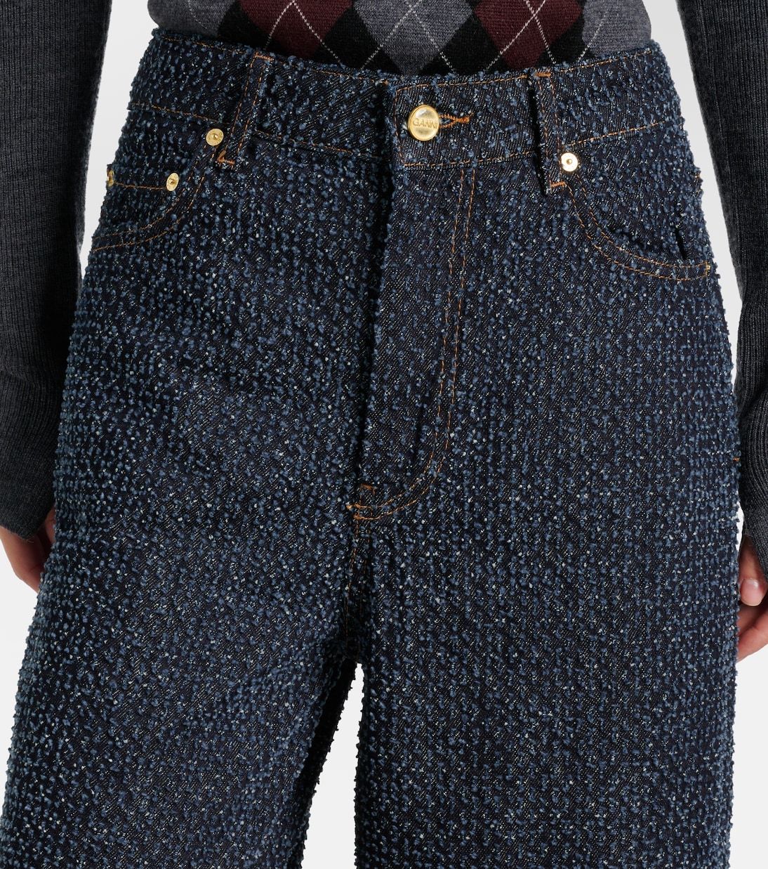 Jeans anchos Fluffy de tiro medio | Ganni