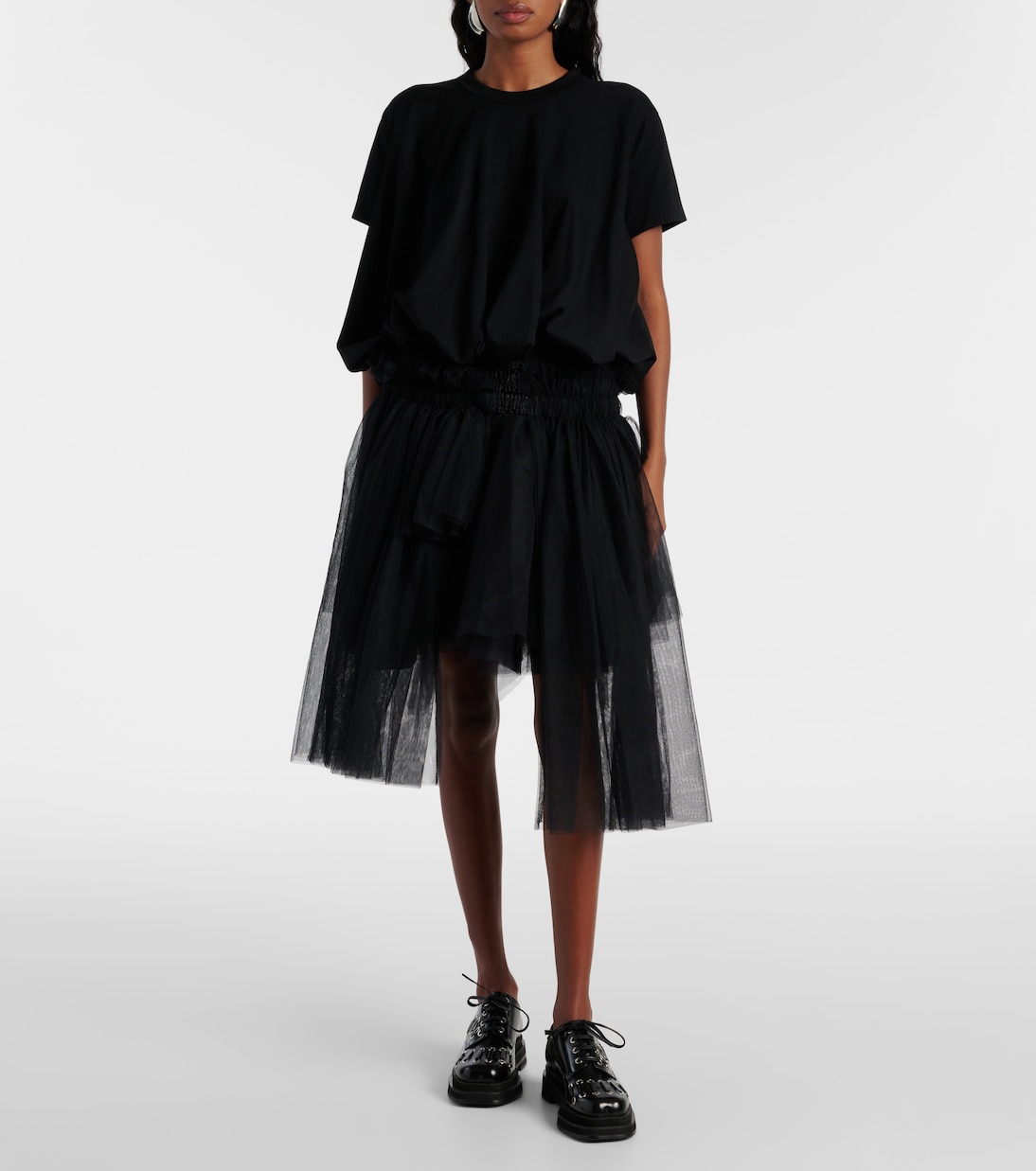 Falda midi de malla | Noir Kei Ninomiya